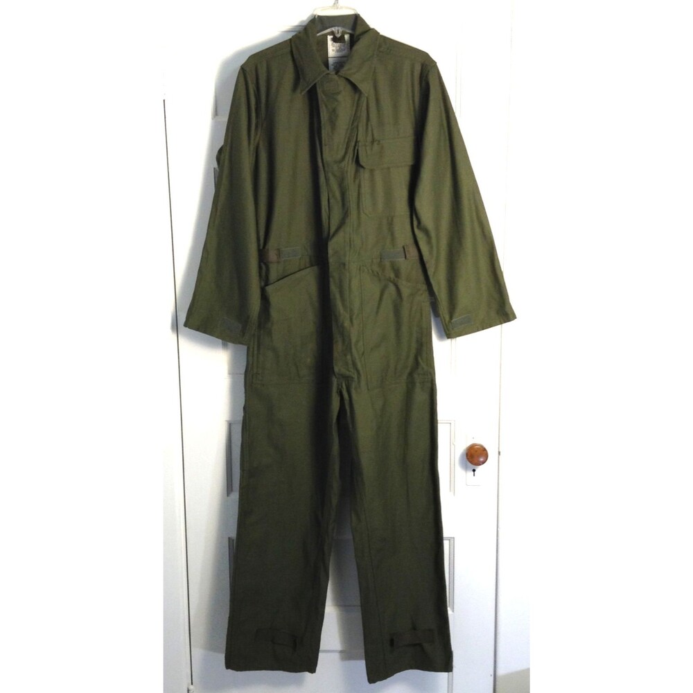 Vintage US Military Coveralls Men Small Green Sateen Army Mechanic Type I 90s